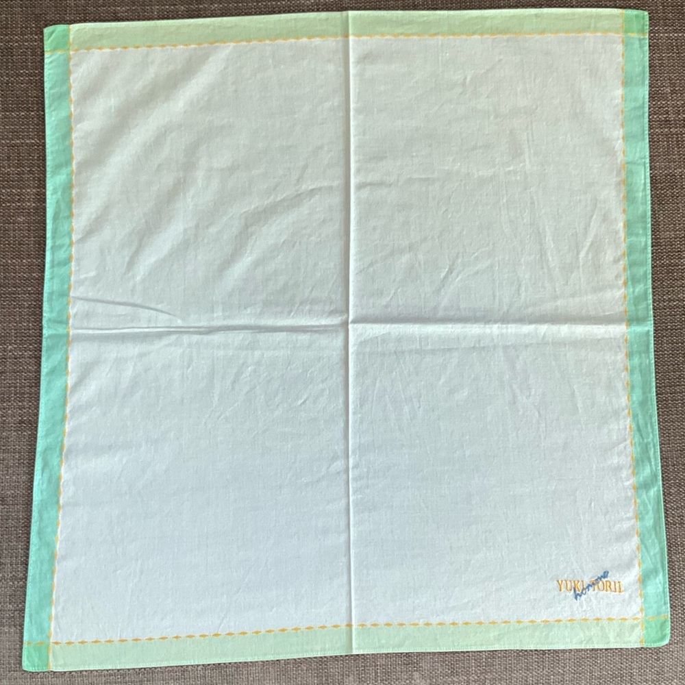 Vintage Yuki Torii Homme White and Green Neckerchief Scarf